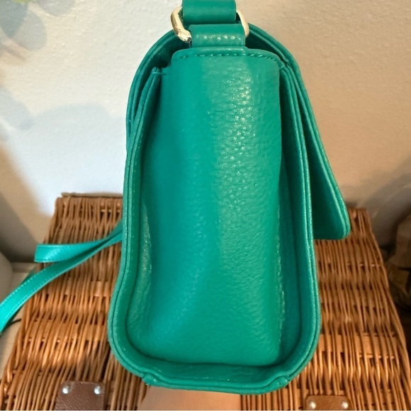 Talbots Green Pebble Leather Crossbody Handbag Purse Anchor Coastal Colorful - Picture 7 of 13